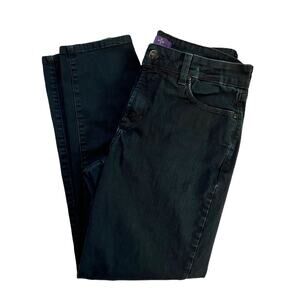 NYDJ Jeans Womens Size 8 Ankle Black Denim Straight Leg Style Lift Tuck Fade